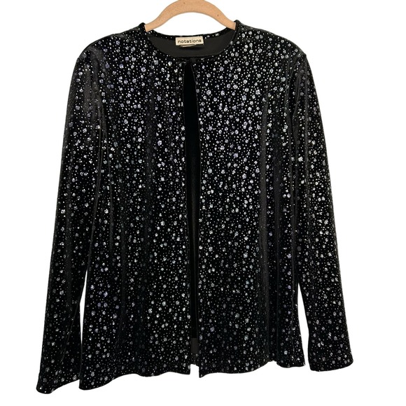 Vintage Velvet Celestial Black and Silver Evening Blouse Size‎ Small - Picture 1 of 6